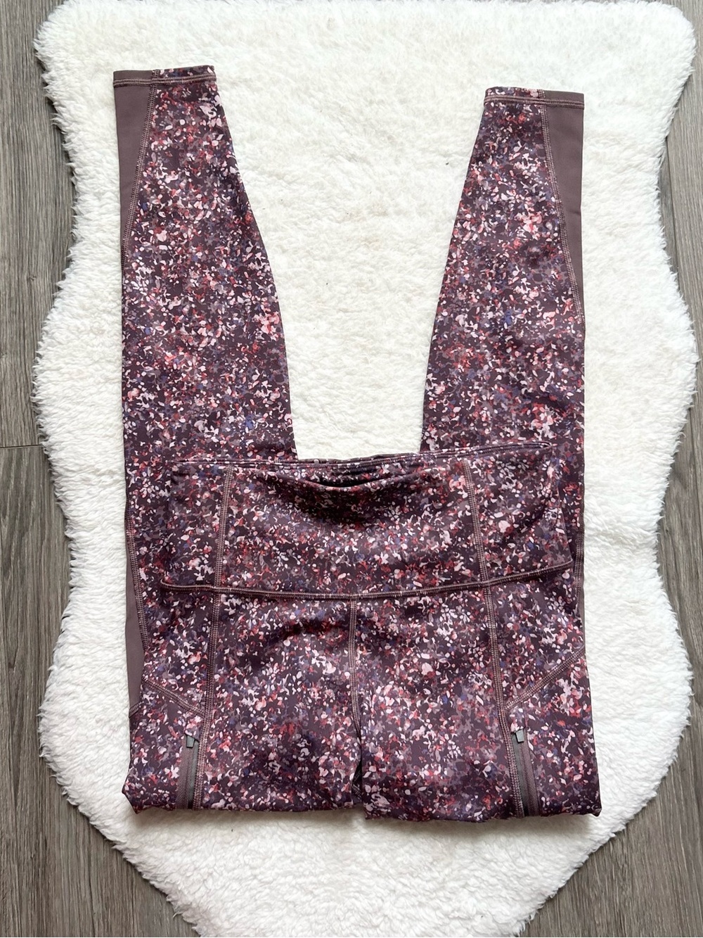 Athleta Brown Pink Floral Print High-Rise Full Length Athletic Leggings